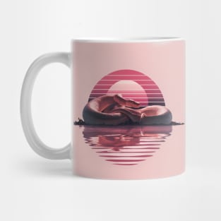 Anaconda in retro sunset in pond Mug